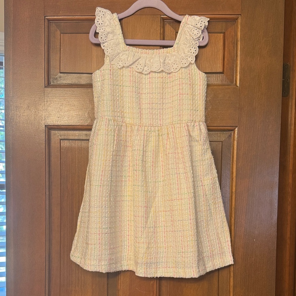 NWT Janie and Jack Multicolor Tweed Dress with Lace Collar